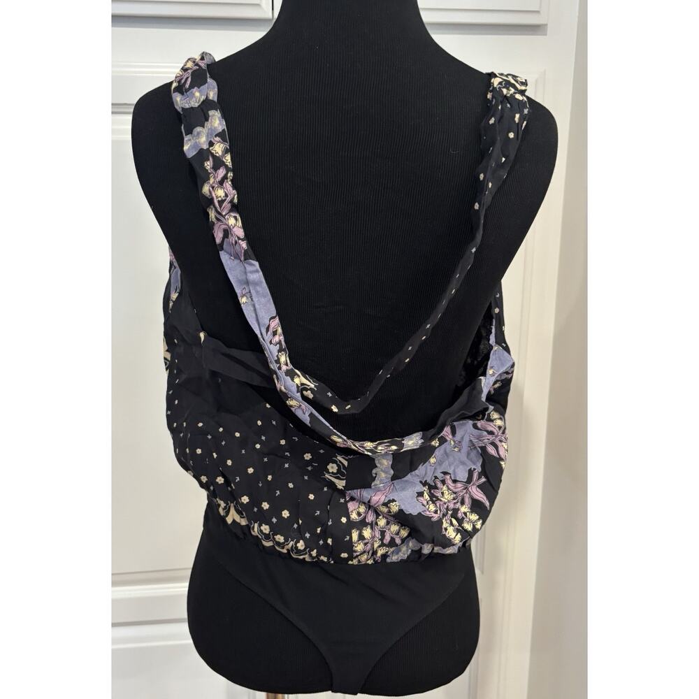 Free People Sweet Thing Bodysuit Intimately Floral Printed Sleeve Cross Back M - Picture 3 of 7